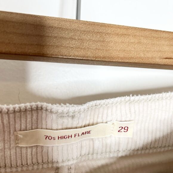 Levis Premium 70s High Flare Corduroy Pants Ivory White Womens 29 Bell Bottom - Picture 4 of 10